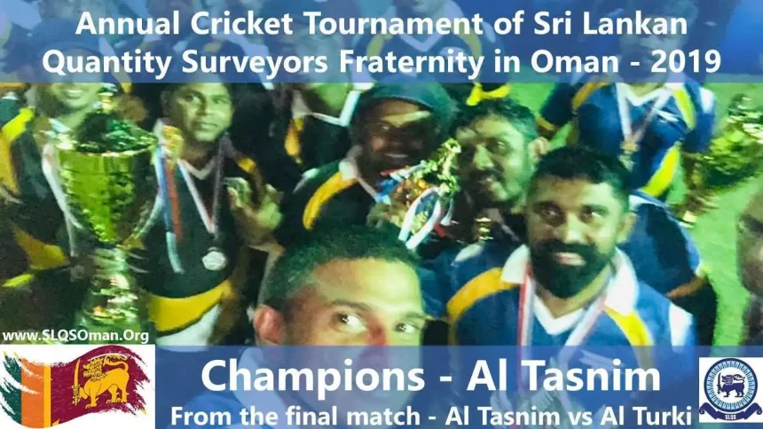 Congratulations to Al Tasnim Team, champions of the 10th SLQS Oman Cricket Tournament 2019 after defeating Al Turki