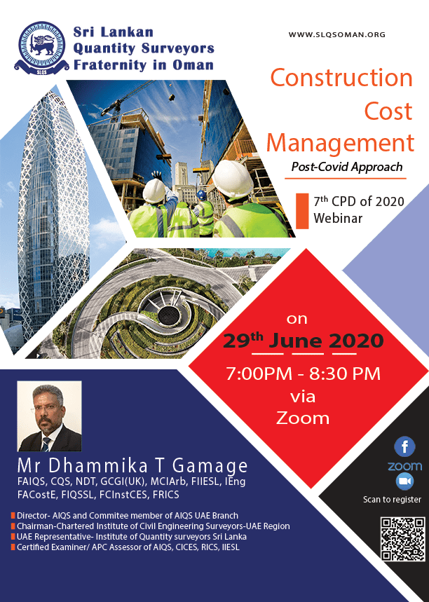 7th CPD: 2020 – Construction Cost Management (Post – Covid approach) | Sri Lankan Quantity Surveyors in Oman