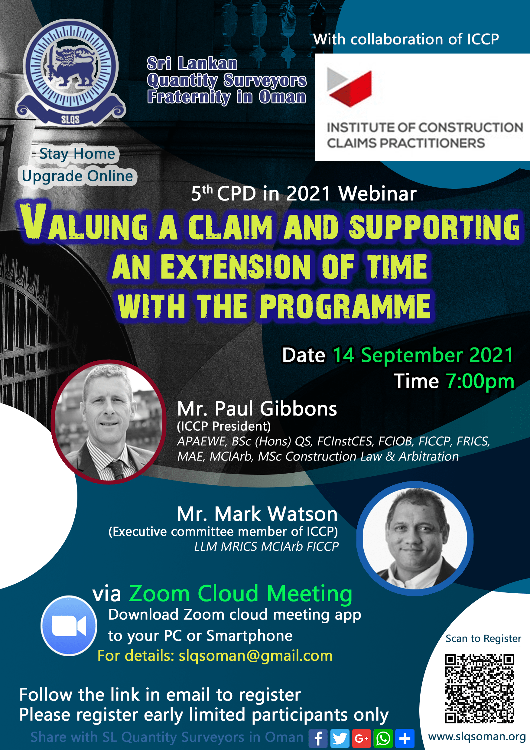 5th CPD in 2021 : Valuing a Claim and Supporting an Extension of Time with the Programme (With collaboration of ICCP)