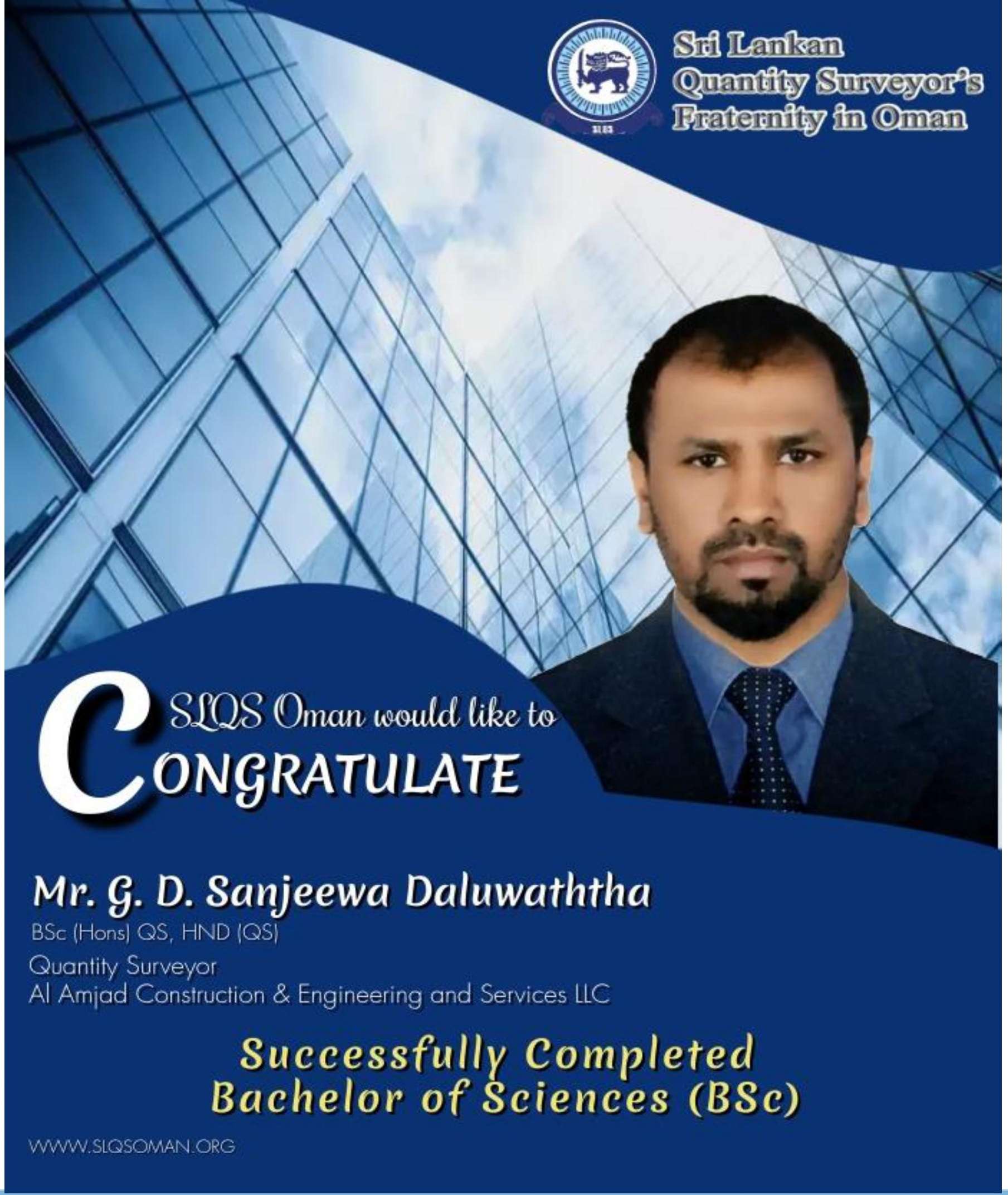 Congratulations!! Mr. Sanjeewa Daluwaththa!! For successfully completion of BSc.