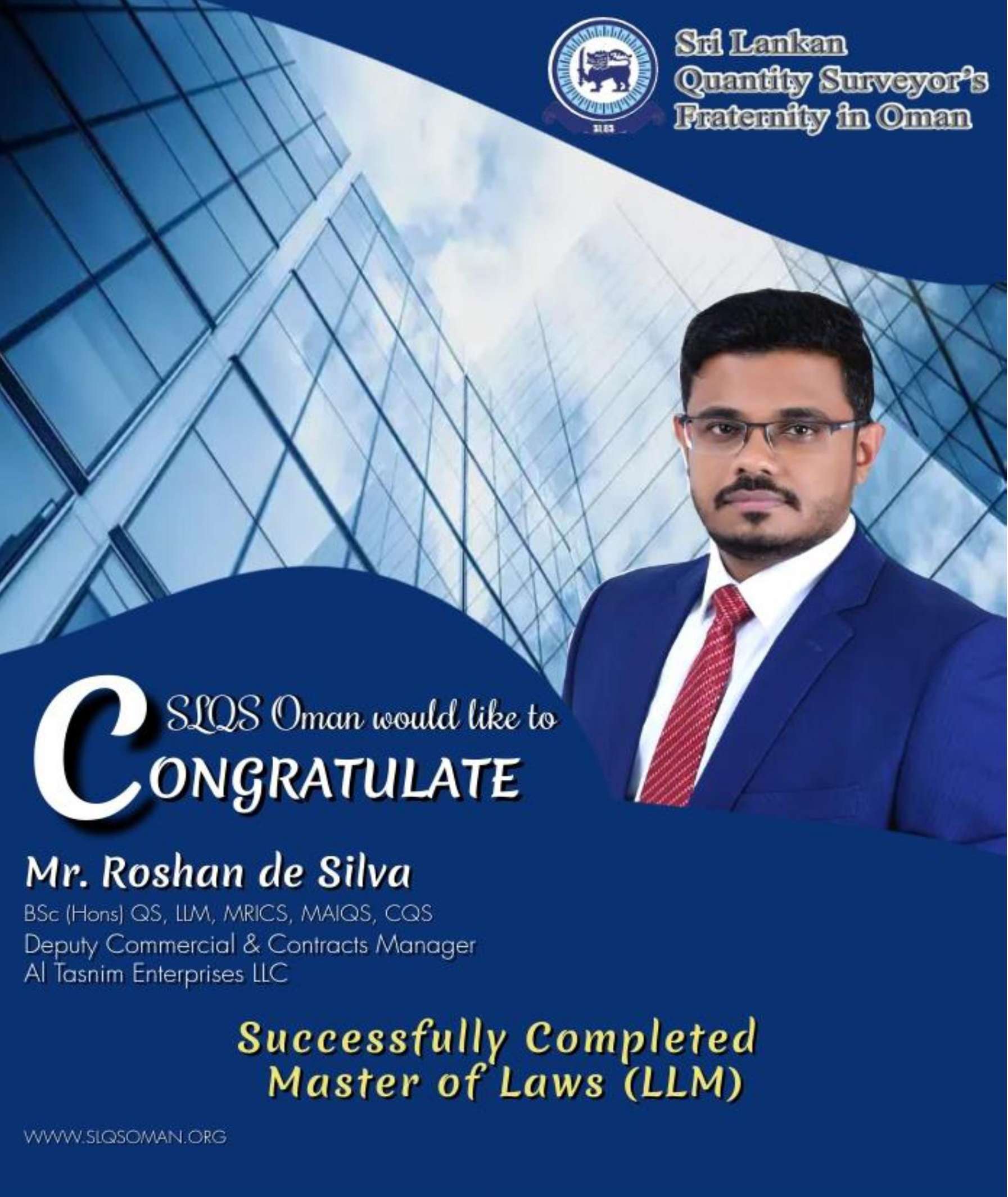 Congratulations!! Mr. Roshan De Silva!! For successfully completion of LLM.