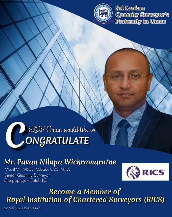 Congratulations!! Mr. Pavan Wickramaratne!! For Becoming A Member of RICS