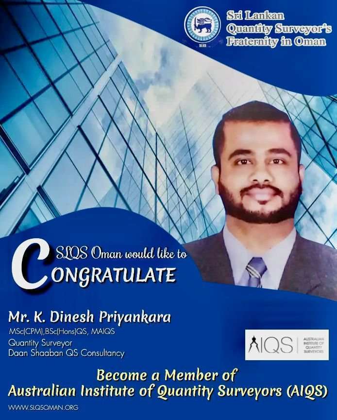 Congratulations to Mr. Dinesh Priyankara on becoming a member of AIQS