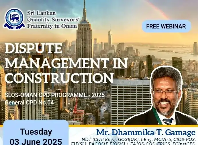 SLQS Oman Dispute Management in Construction CPD 2025 flyer