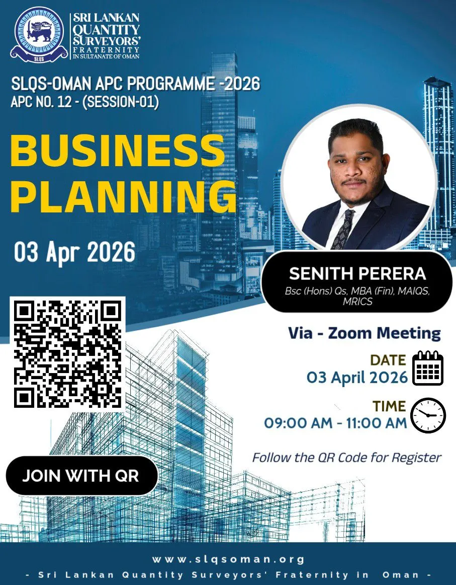 SLQS Oman APC Programme 2026 Business Planning Session with Senith Perera on 03 April via Zoom