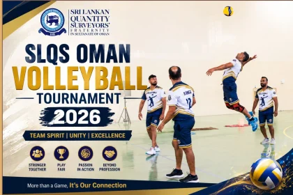 SLQS Oman members participating in the Volleyball Tournament 2026 indoor sports event in Oman